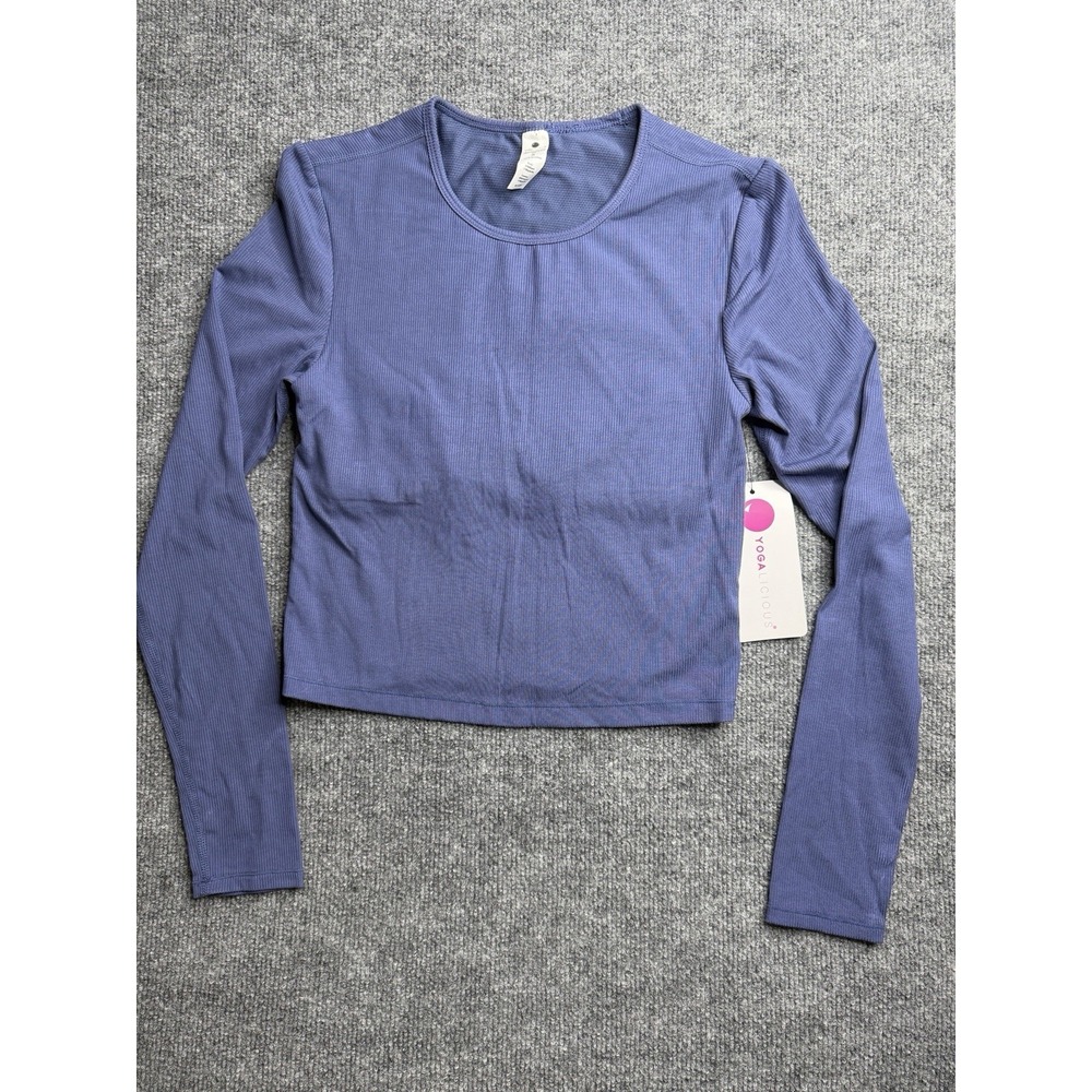 NWT Yogalicious Pullover Long Sleeve Top Women's Size Small Blue Crewneck